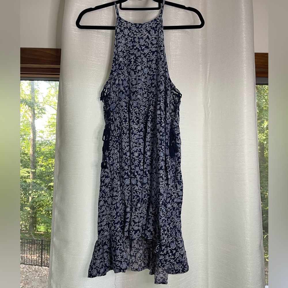 American Eagle Outfitters Navy and White High Low Dress